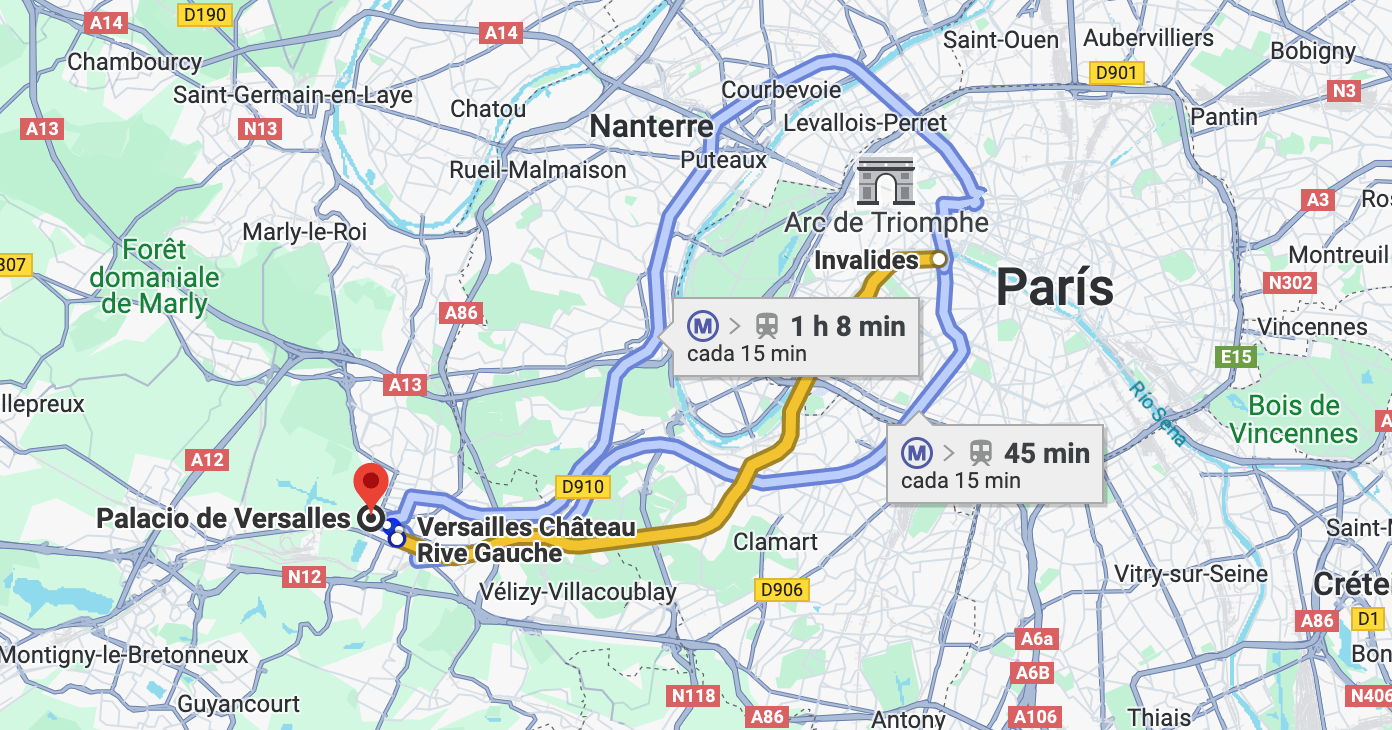 cómo llegar a versalles desde parís